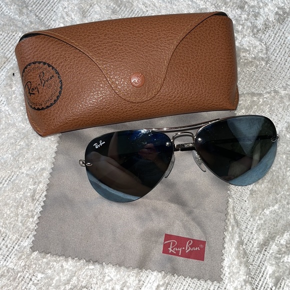 RAYBAN 3449 in silver and blue reflective aviators - Picture 2 of 11